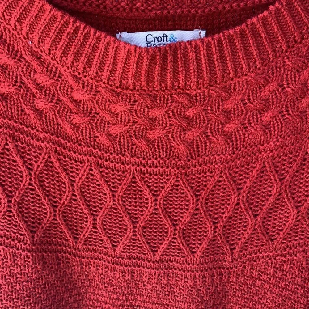 Croft & Barrow Women XL Cable Yolk Pullover Sweater  Holiday Delicious Apple Red